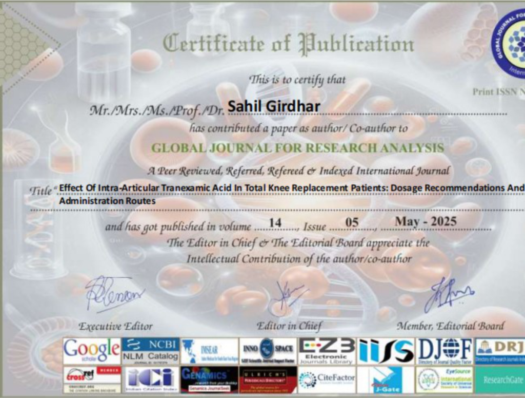 DR SAHIL GIRDAR CERTIFICATE