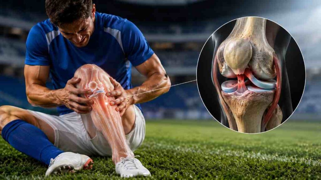ACL ligament injury and meniscus tear causing knee pain